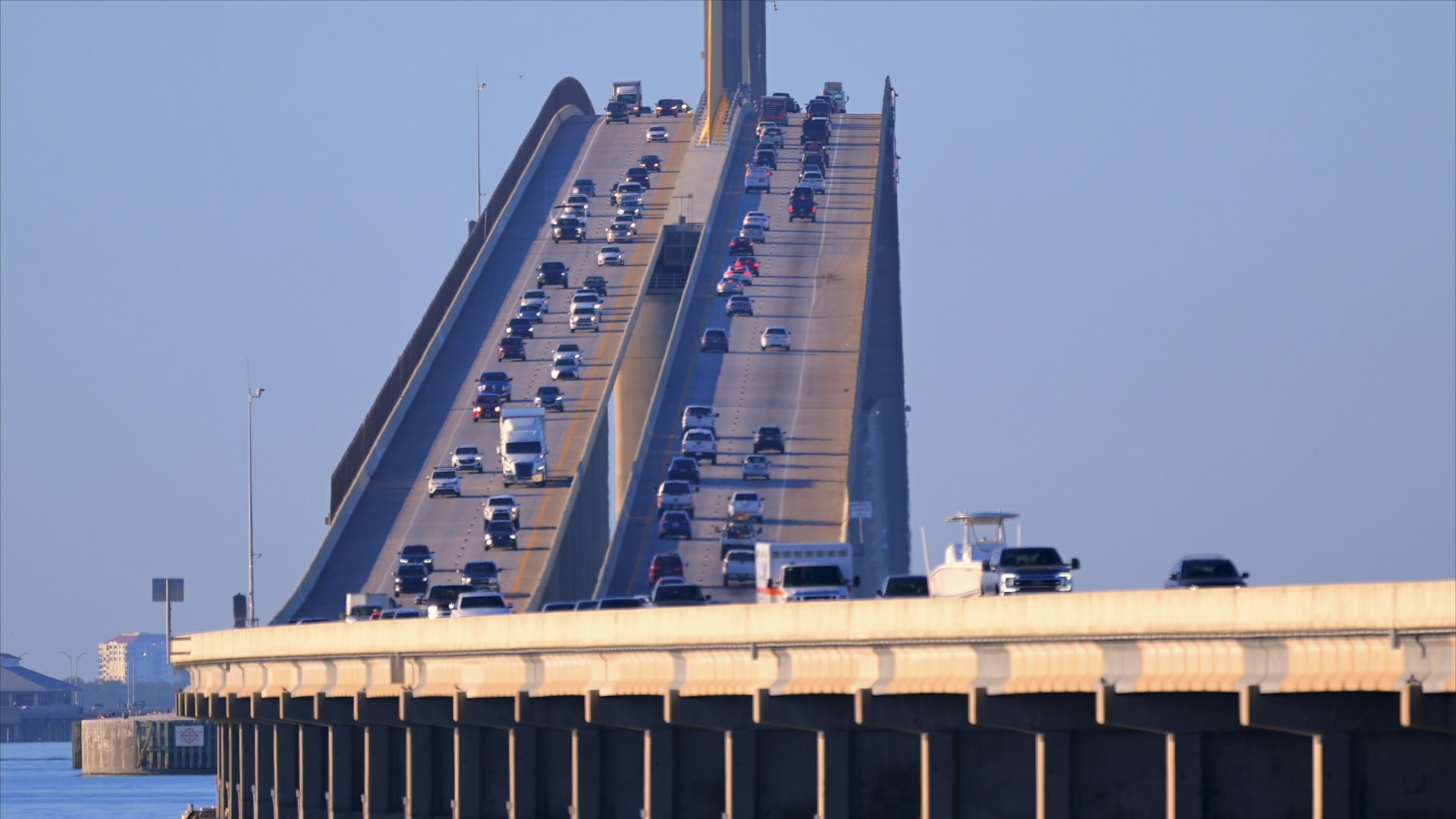 Traffic on an elevated highway